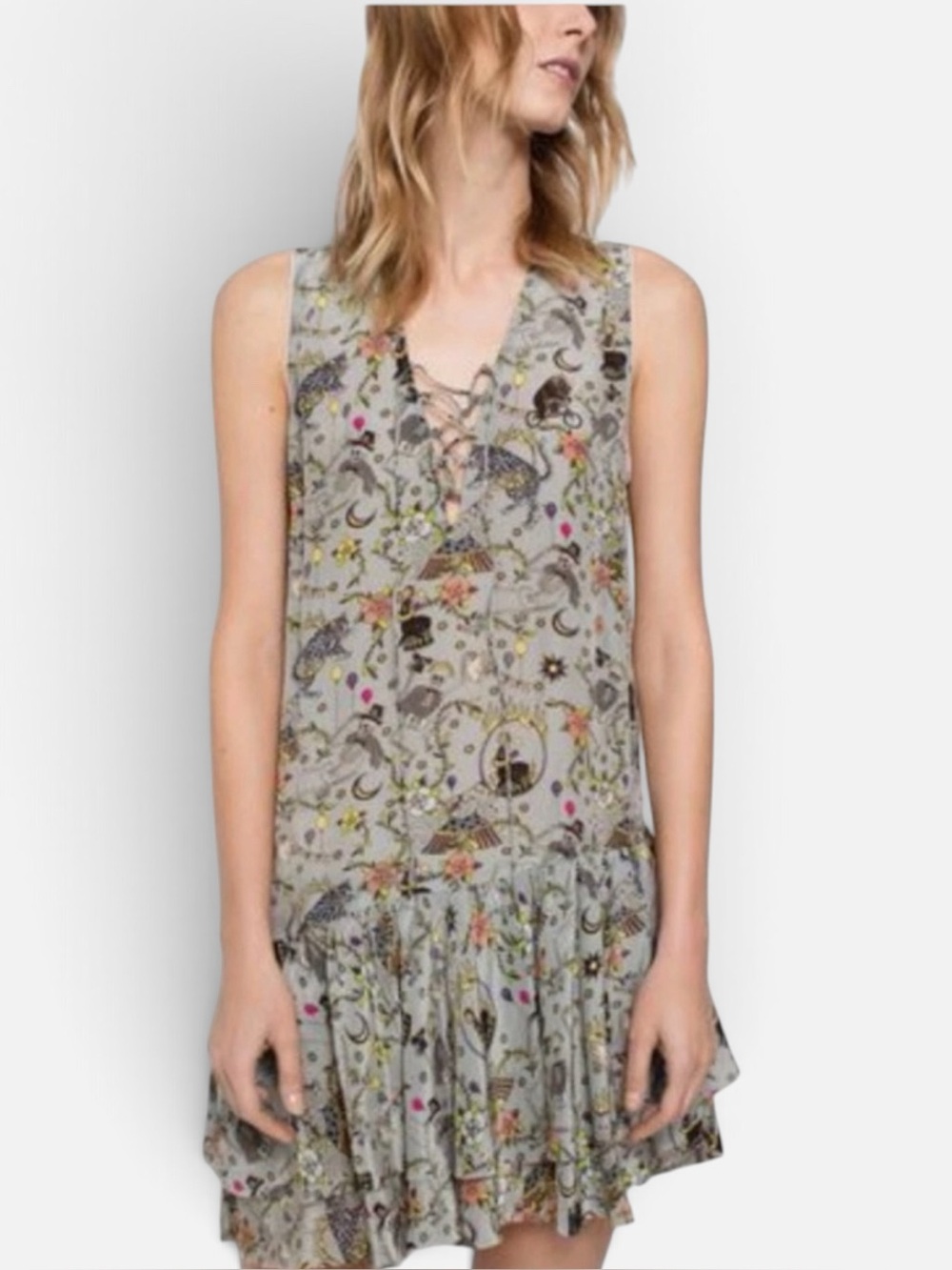 Zadig & Voltaire Sleeveless Floral & Animal Print Midi Dress